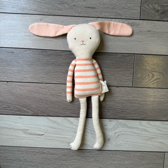 Meri Meri Pink and Cream Striped Bunny - Picture 3 of 5